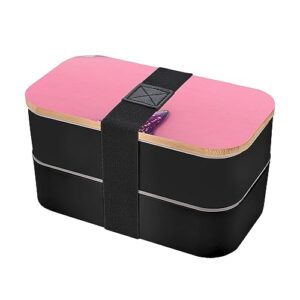 pink sand beach adult lunch box, bento box, with cutlery set of 3, 2 compartments, rectangular, lunch box for adults