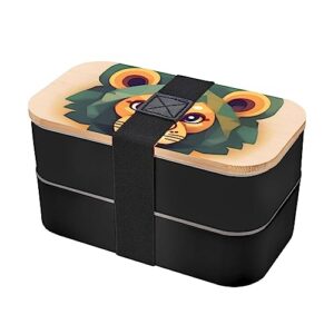 cartoon lion adult lunch box, bento box, with cutlery set of 3, 2 compartments, rectangular, lunch box for adults