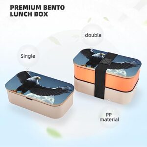 Eagle Under The Stars Adult Lunch Box, Bento Box, With Cutlery Set Of 3, 2 Compartments, Rectangular, Lunch Box For Adults