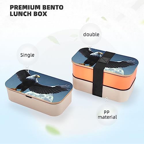 Eagle Under The Stars Adult Lunch Box, Bento Box, With Cutlery Set Of 3, 2 Compartments, Rectangular, Lunch Box For Adults