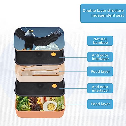 Eagle Under The Stars Adult Lunch Box, Bento Box, With Cutlery Set Of 3, 2 Compartments, Rectangular, Lunch Box For Adults