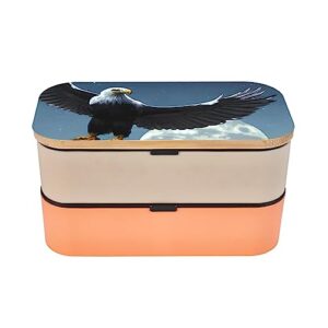 Eagle Under The Stars Adult Lunch Box, Bento Box, With Cutlery Set Of 3, 2 Compartments, Rectangular, Lunch Box For Adults