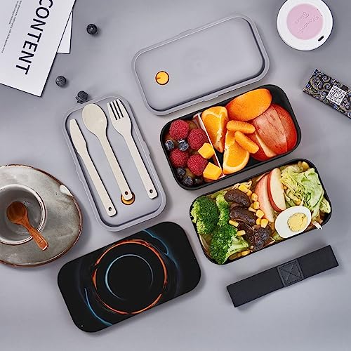 Mysterious Cosmic Black Holes Adult Lunch Box, Bento Box, With Cutlery Set Of 3, 2 Compartments, Rectangular, Lunch Box For Adults