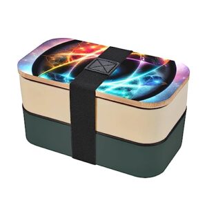 wonderful universe adult lunch box, bento box, with cutlery set of 3, 2 compartments, rectangular, lunch box for adults