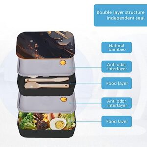Dark Medium Adult Lunch Box, Bento Box, With Cutlery Set Of 3, 2 Compartments, Rectangular, Lunch Box For Adults