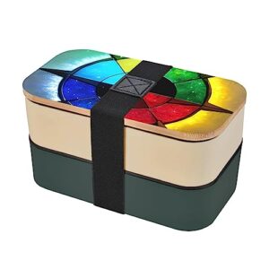 shine in all directions adult lunch box, bento box, with cutlery set of 3, 2 compartments, rectangular, lunch box for adults