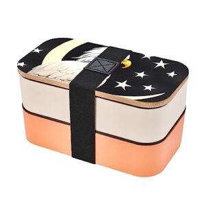 white head sculpture sketch adult lunch box, bento box, with cutlery set of 3, 2 compartments, rectangular, lunch box for adults