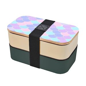 mermaid tattoo adult lunch box, bento box, with cutlery set of 3, 2 compartments, rectangular, lunch box for adults