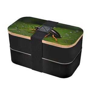 insects on leaves adult lunch box, bento box, with cutlery set of 3, 2 compartments, rectangular, lunch box for adults