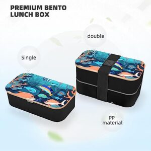 Submarine Dolphins Adult Lunch Box, Bento Box, With Cutlery Set Of 3, 2 Compartments, Rectangular, Lunch Box For Adults