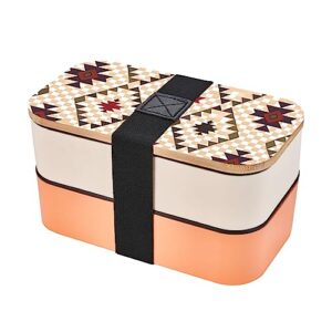 geometric vector adult lunch box, bento box, with cutlery set of 3, 2 compartments, rectangular, lunch box for adults