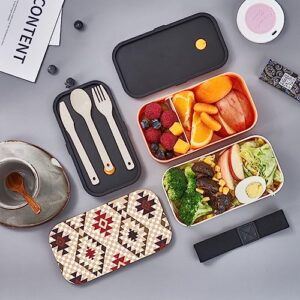 Geometric Vector Adult Lunch Box, Bento Box, With Cutlery Set Of 3, 2 Compartments, Rectangular, Lunch Box For Adults