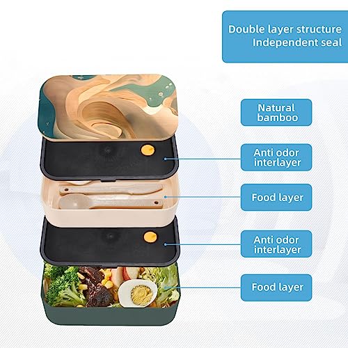 Dunhuang Mystery Adult Lunch Box, Bento Box, With Cutlery Set Of 3, 2 Compartments, Rectangular, Lunch Box For Adults