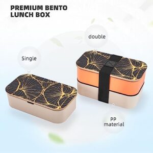 Golden Leaf Adult Lunch Box, Bento Box, With Cutlery Set Of 3, 2 Compartments, Rectangular, Lunch Box For Adults