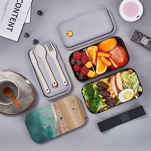 Aerial View Of The Beach Adult Lunch Box, Bento Box, With Cutlery Set Of 3, 2 Compartments, Rectangular, Lunch Box For Adults