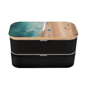 Aerial View Of The Beach Adult Lunch Box, Bento Box, With Cutlery Set Of 3, 2 Compartments, Rectangular, Lunch Box For Adults