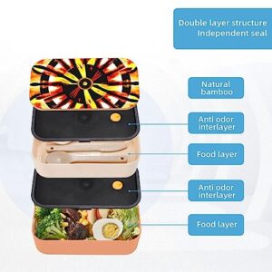 Burning Totem Adult Lunch Box, Bento Box, With Cutlery Set Of 3, 2 Compartments, Rectangular, Lunch Box For Adults