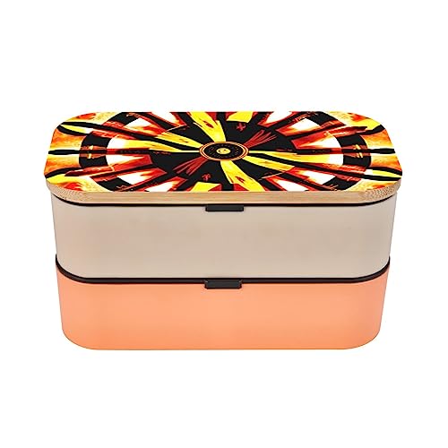 Burning Totem Adult Lunch Box, Bento Box, With Cutlery Set Of 3, 2 Compartments, Rectangular, Lunch Box For Adults