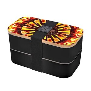 turning the flame adult lunch box, bento box, with cutlery set of 3, 2 compartments, rectangular, lunch box for adults
