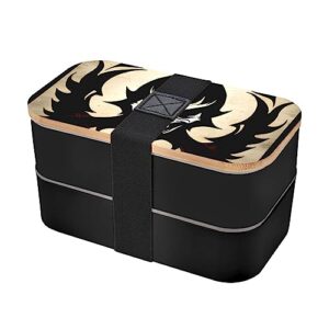devil satan adult lunch box, bento box, with cutlery set of 3, 2 compartments, rectangular, lunch box for adults