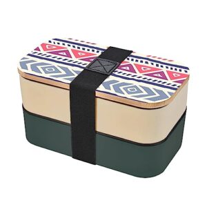 plain geometric floral pattern adult lunch box, bento box, with cutlery set of 3, 2 compartments, rectangular, lunch box for adults
