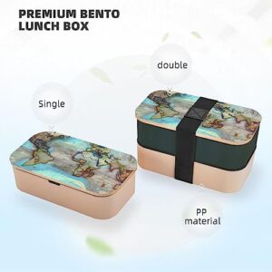 Cartoon World Map Adult Lunch Box, Bento Box, With Cutlery Set Of 3, 2 Compartments, Rectangular, Lunch Box For Adults