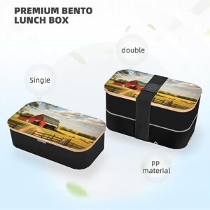 Ranch View Adult Lunch Box, Bento Box, With Cutlery Set Of 3, 2 Compartments, Rectangular, Lunch Box For Adults