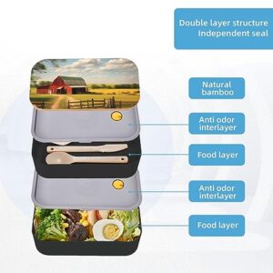 Ranch View Adult Lunch Box, Bento Box, With Cutlery Set Of 3, 2 Compartments, Rectangular, Lunch Box For Adults