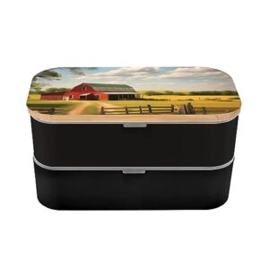 Ranch View Adult Lunch Box, Bento Box, With Cutlery Set Of 3, 2 Compartments, Rectangular, Lunch Box For Adults