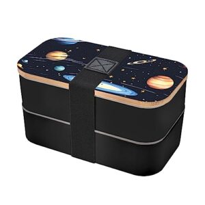 the solar family adult lunch box, bento box, with cutlery set of 3, 2 compartments, rectangular, lunch box for adults