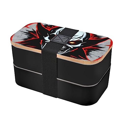 Red And Black Evil Ghost Adult Lunch Box, Bento Box, With Cutlery Set Of 3, 2 Compartments, Rectangular, Lunch Box For Adults