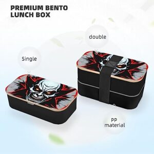 Red And Black Evil Ghost Adult Lunch Box, Bento Box, With Cutlery Set Of 3, 2 Compartments, Rectangular, Lunch Box For Adults