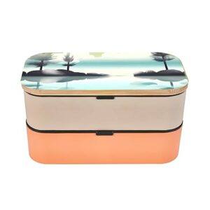 Tranquil Lakes Adult Lunch Box, Bento Box, With Cutlery Set Of 3, 2 Compartments, Rectangular, Lunch Box For Adults