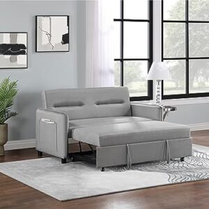 WEALTHOME Contemporary Microfiber Sleeper Sofa - Full-Foam Cushioned, Multi-Functional Loveseat with Pull-Out Bed - Ideal for Hosting & Everyday Comfort in Modern Living Spaces (Grey)