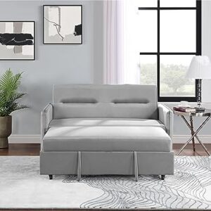 WEALTHOME Contemporary Microfiber Sleeper Sofa - Full-Foam Cushioned, Multi-Functional Loveseat with Pull-Out Bed - Ideal for Hosting & Everyday Comfort in Modern Living Spaces (Grey)