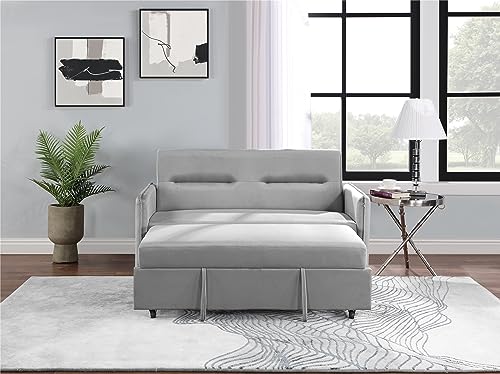 WEALTHOME Contemporary Microfiber Sleeper Sofa - Full-Foam Cushioned, Multi-Functional Loveseat with Pull-Out Bed - Ideal for Hosting & Everyday Comfort in Modern Living Spaces (Grey)