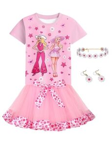 qujqom costume outfit girls kids birthday princess tutu dress with necklace earring earring qm032xxl