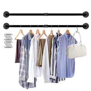 dawod industrial pipe clothing rack 36 inch 2 pack, wall mounted clothes rack, hanging clothes rods for closet and laundry room, multi-purpose heavy duty garment bar