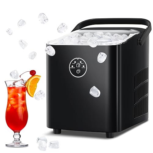 Ice Makers Countertop,Ice Maker Machine 9 Mins 8 Bullet Ice,26.5lbs/24Hrs,Portable Ice Maker Machine with Self-Cleaning,Ice Scoop&Basket,for Home/Kitchen/Office/Party/RV