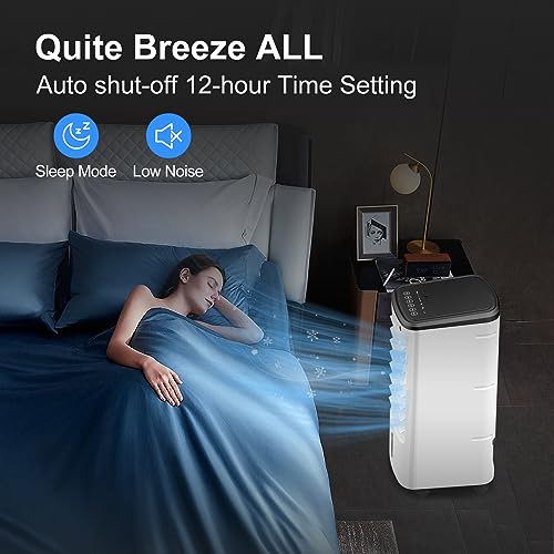 Cozzyben Air Conditioner Portable No Window Ventless Ac Unit Ductless Evaporative Swamp Cooler Ice Fan 12H Timer 4 Ice Pack Removable Water Tank for Room Bedroom Indoor