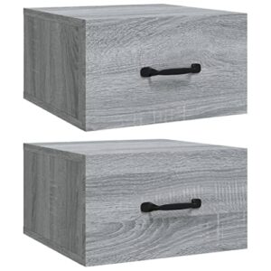 YAFF Wall-Mounted Bedside Cabinets 2 pcs 13.8"x13.8"x7.9" Gray Sonoma