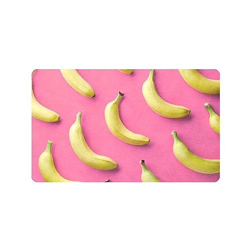 susiyo Doormat 30"x18" Yellow Bananas on Pink Non-Slip Indoor Entryway Door Mat (Rubber Backing)