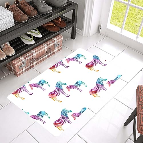 susiyo Doormat 30"x18" Colorful Zebra Non-Slip Indoor Entryway Door Mat (Rubber Backing)