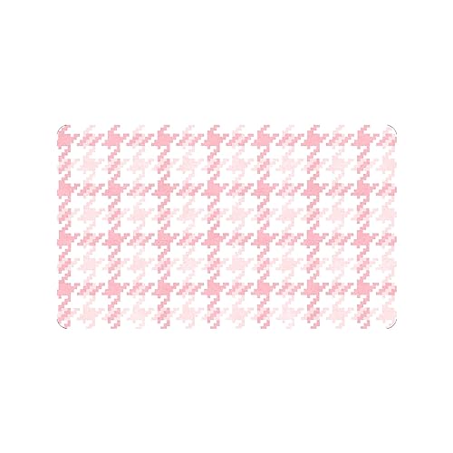 susiyo Doormat 30"x18" Pink Houndstooth Tartan Plaid Non-Slip Indoor Entryway Door Mat (Rubber Backing)