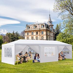 Susici 10x30 Outdoor Gazebo Canopy Party Tent with 8 Removable Sidewalls & Transparent Windows,Outside Gazebo Event Tent for Weddings, Birthdays, Garden Parties, and Backyard Patio BBQ Events