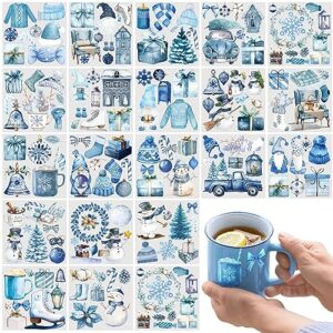 honoson 20 sheets winter rub on transfers for crafts and furniture snowman snowflake ice cubes rub on transfer stickers vintage winter rub on decals for wood diy paper home decor, 5.9 x 5.9 inch