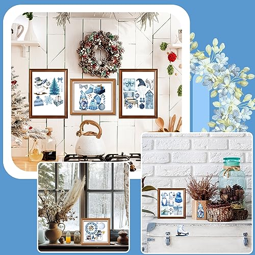 Honoson 20 Sheets Winter Rub on Transfers for Crafts and Furniture Snowman Snowflake Ice Cubes Rub on Transfer Stickers Vintage Winter Rub on Decals for Wood DIY Paper Home Decor, 5.9 x 5.9 Inch