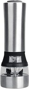 gienex electric pepper grinder or salt grinder - battery operated stainless steel pepper mill - one handed operation