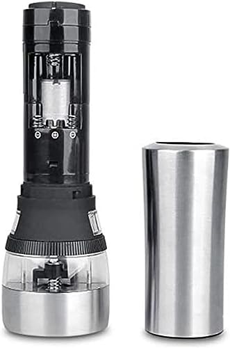 GIENEX Electric Pepper Grinder or Salt Grinder - Battery Operated Stainless Steel Pepper Mill - One Handed Operation