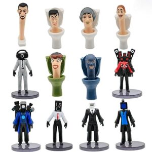 skibidi toilet action figure toys - mini pvc characters | set of playful 7-10cm height cool toy for birthday decorations!(12pcs)